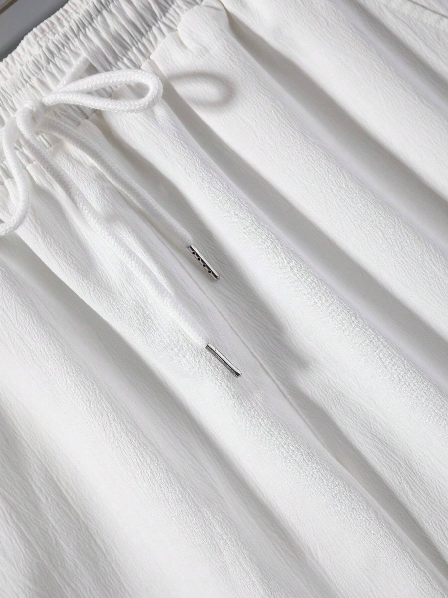 Ensemble Blanc Homme Chemise & Pantalon À Cordon (Sans T-Shirt) – Image 7