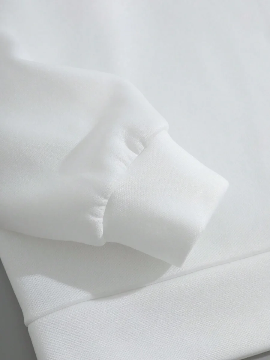 Ensemble Blanc Pour Homme À Lettres À Doublure Thermique Sweat-shirt & À Cordon Short – Image 4