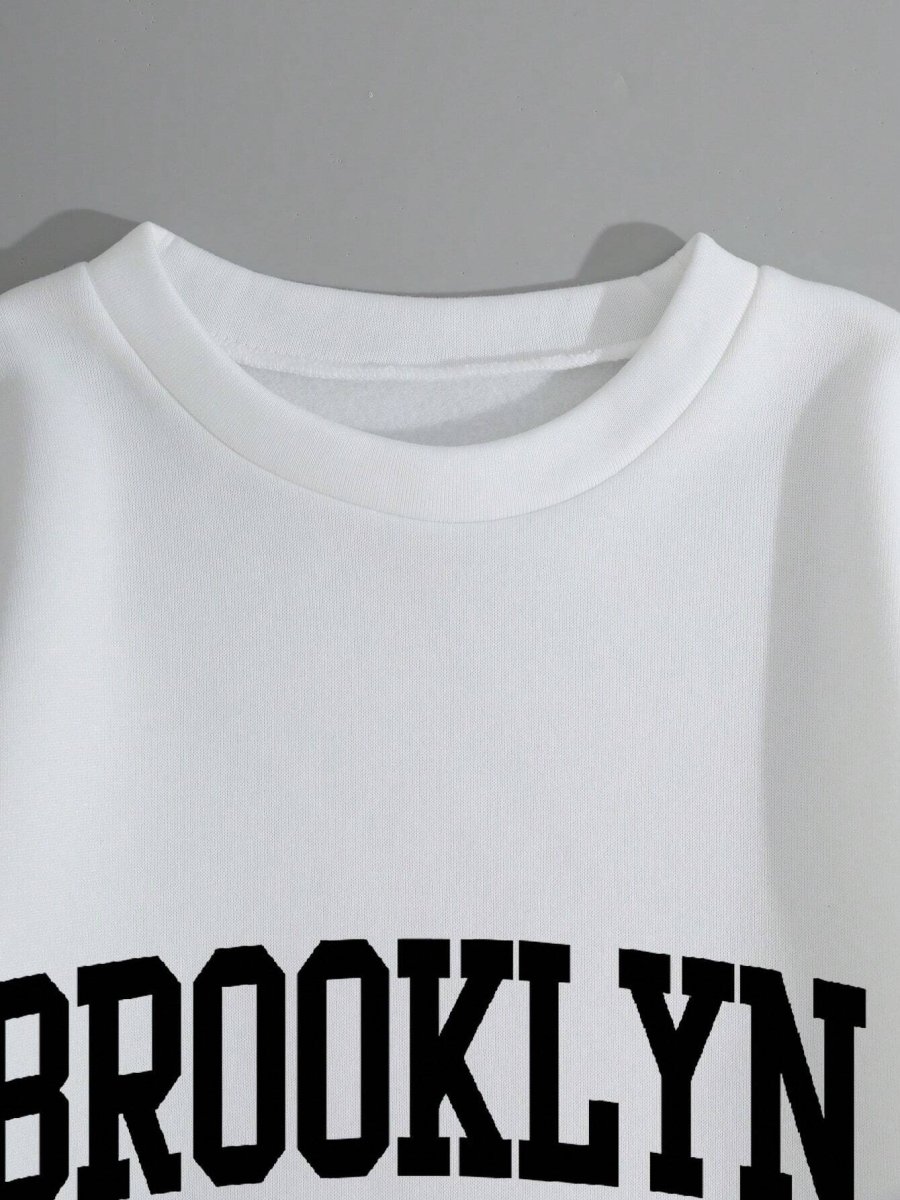 Ensemble Blanc Pour Homme À Lettres À Doublure Thermique Sweat-shirt & À Cordon Short – Image 5