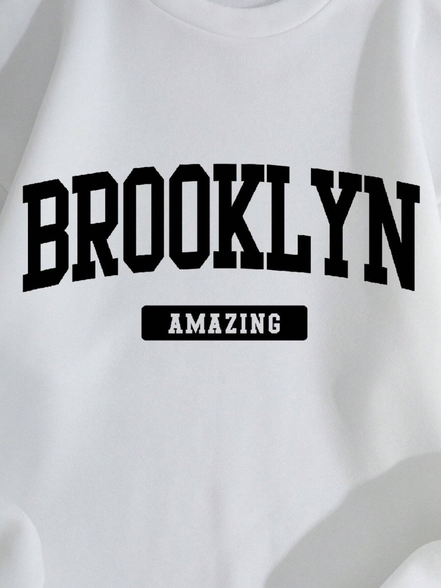 Ensemble Blanc Pour Homme À Lettres À Doublure Thermique Sweat-shirt & À Cordon Short – Image 6