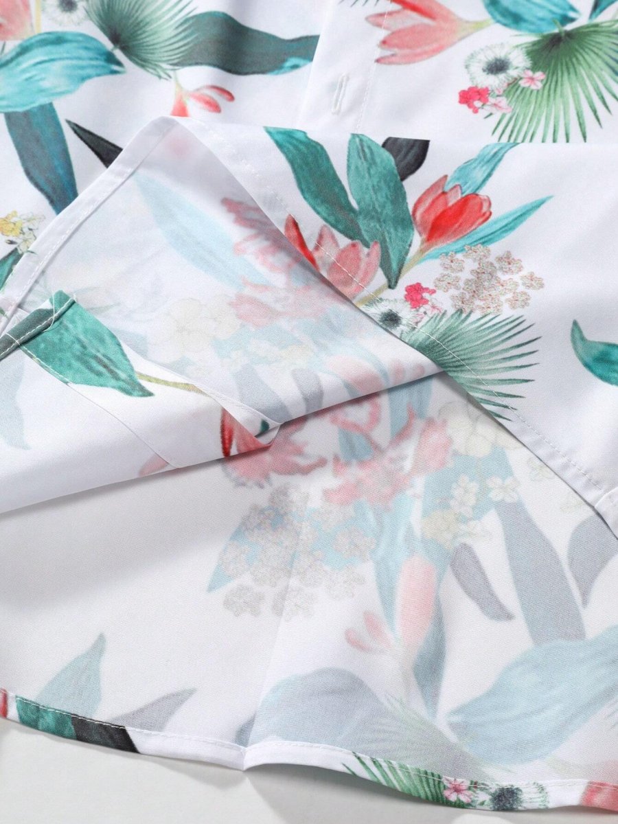 Ensemble Blanc Deux Pièces À Imprimé Floral Irrégulier Pour Hommes – Image 4