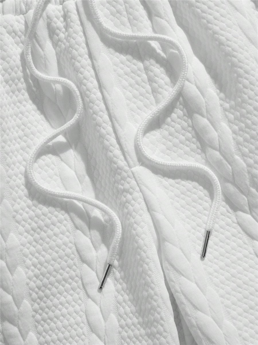 Ensemble Blanc De Deux Pièces Imprimé Décontracté En Tricot Pour Hommes – Image 4