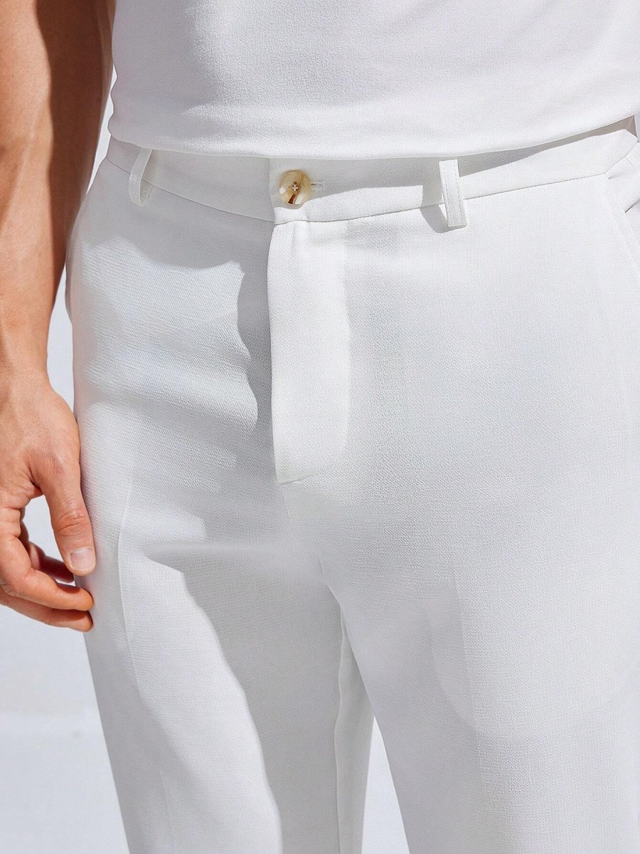 Ensemble De Costume Blanc Tissé Décontracté Et À La Mode Pour Homme – Image 7