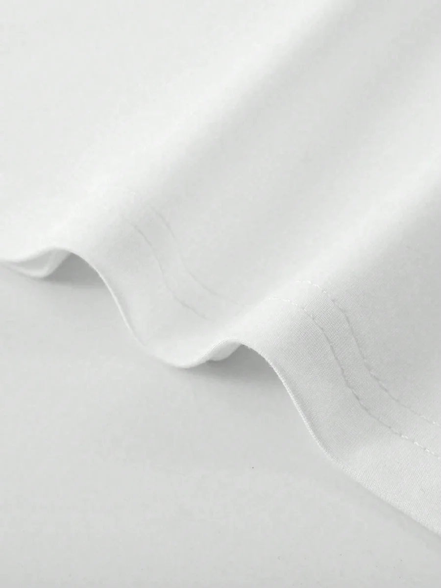 Ensemble Blanc t-shirt décontracté d’été à manches courtes imprimé de lettre à col rond et short à taille à cordon pour hommes – Image 4