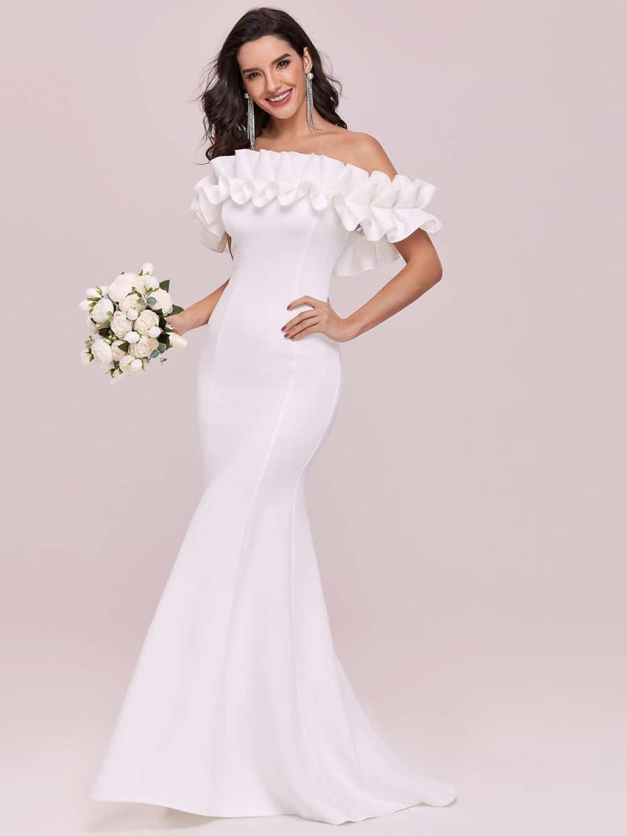 Robe de mariée sirène en dentelle florale avec manches en tulle détachables – Image 7