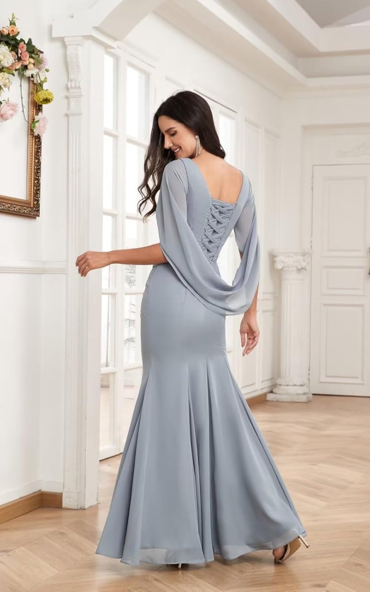 Robe de mariée sirène en dentelle symétrique avec traîne transparente – Image 4