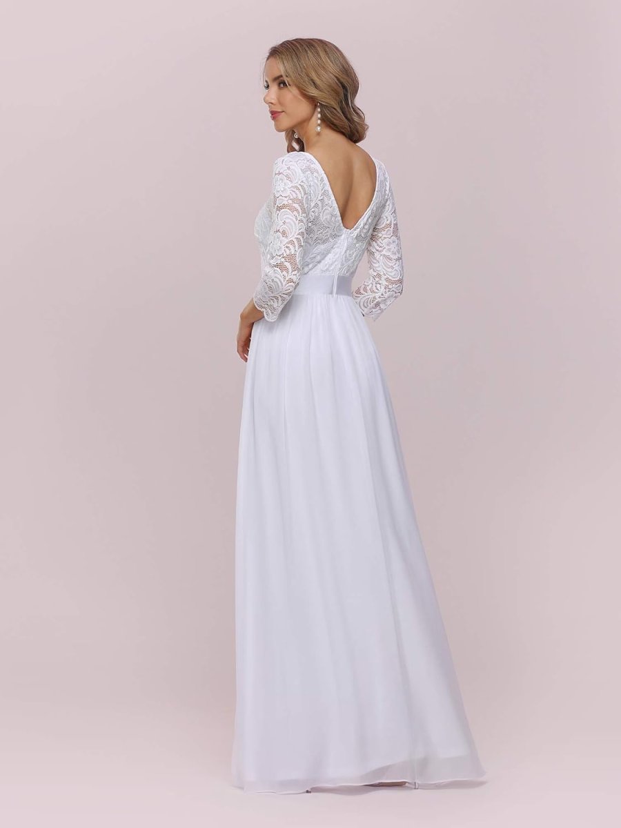 Robe De Mariée Simple Manches Longues Fluides Blanche – Image 4