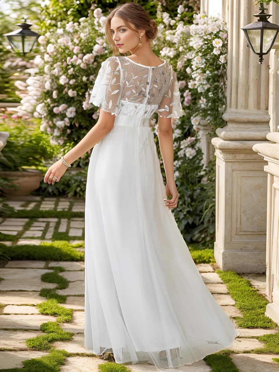 Robe de mariée ligne A bustier avec manches longues détachables – Image 4