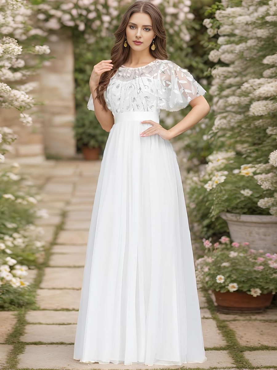 Robe de mariée ligne A bustier avec manches longues détachables – Image 7