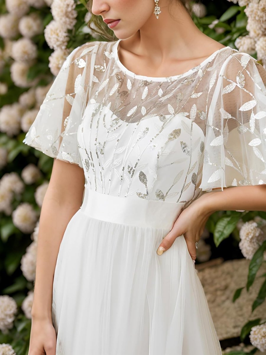 Robe de mariée ligne A bustier avec manches longues détachables – Image 8