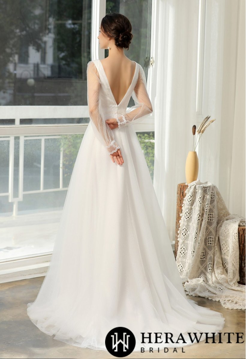 Robe De Mariée Manche Longue Blanche – Image 8