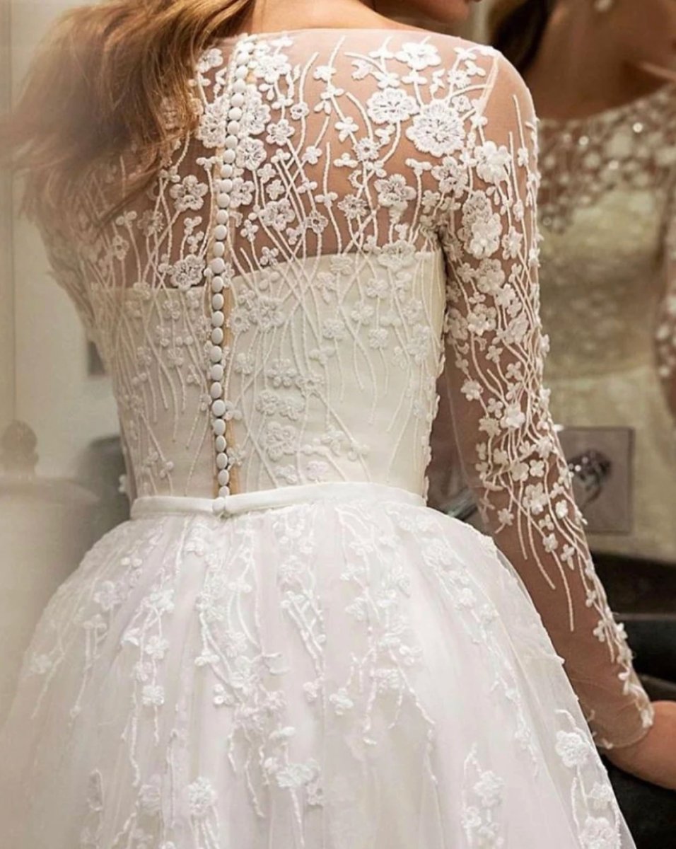Robe De Mariée Vintage Romantique Blanche – Image 4