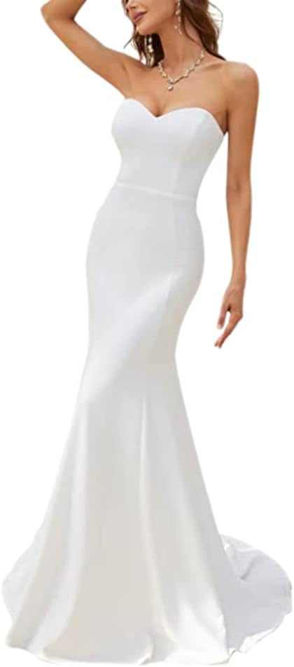Robe De Mariée Sirène Dos Nu Sexy Blanche – Image 2