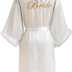 Robe De Mariée Courte A Plume