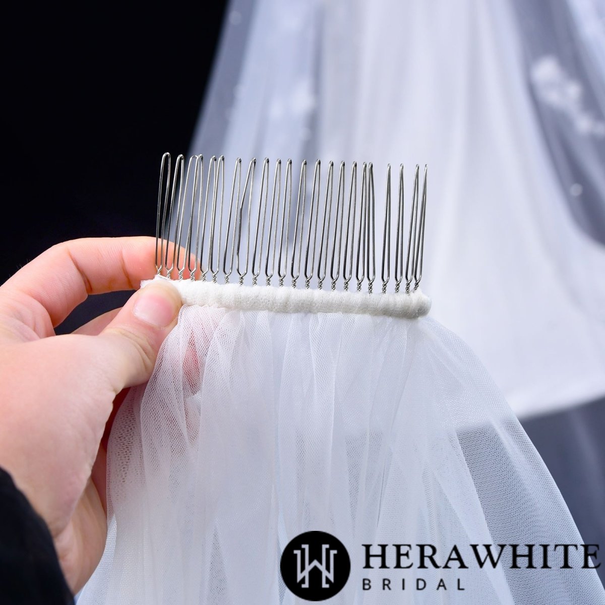 Voile de Mariée Long Avec Peigne – Image 7