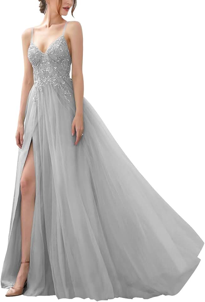 Robe de mariée ligne A en dentelle perlée avec bretelles spaghetti – Image 2