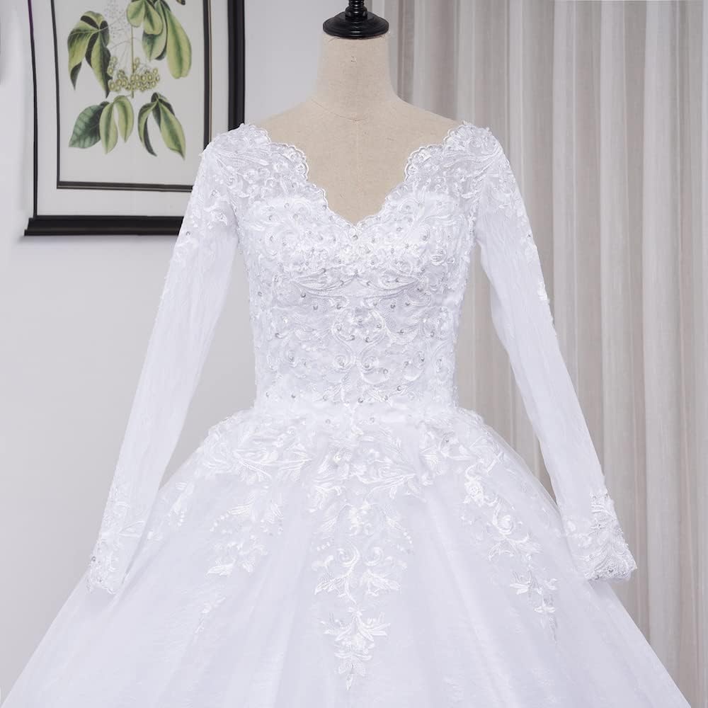 Robe De Mariée Hiver Manches Longues Blanche – Image 5
