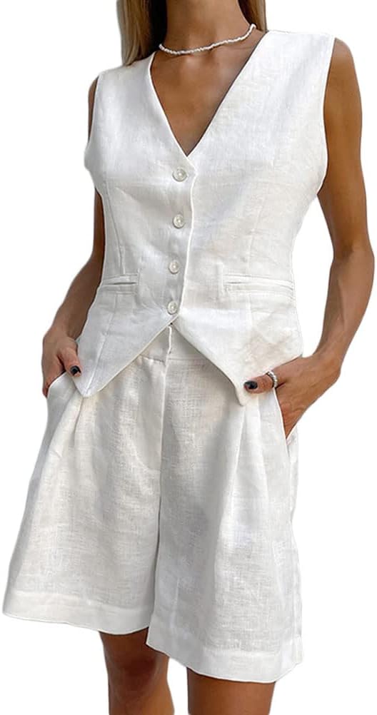 Ensemble Femmes Unisex Blazer à Manches Courtes