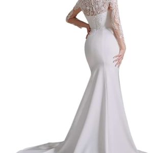 Robe De Mariée Sirène Dentelle Florale Blanche