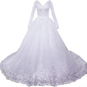 Robe De Mariée Hiver Manches Longues Blanche