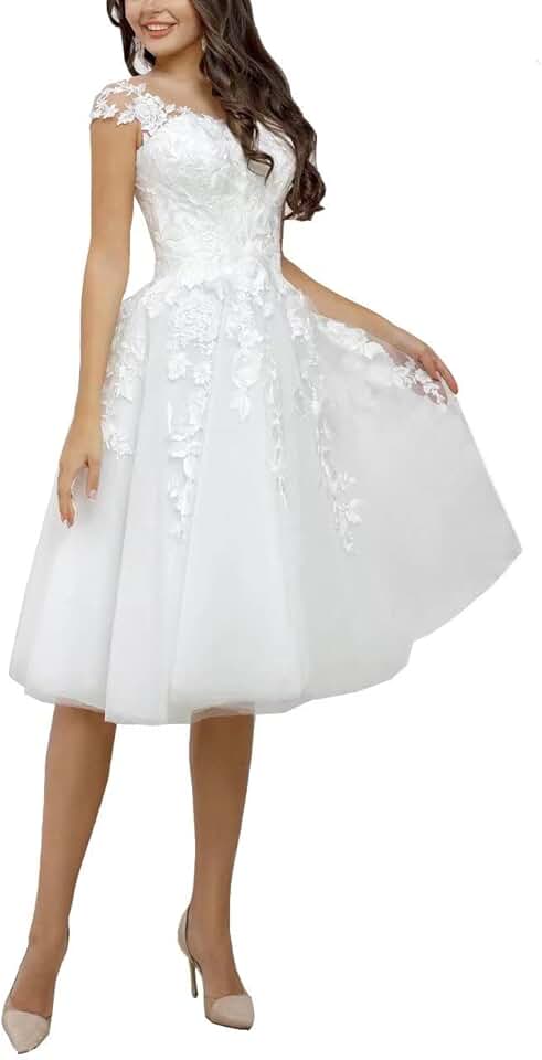 Robe De Mariée Dentelle Courte Blanche
