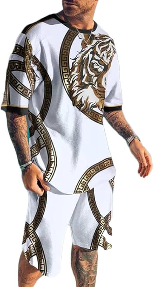 Ensemble Blanc deux pièces comprenant un T-shirt à manches courtes décontracté à bordure de couleur contrastée tricotée et un short pour le printemps et l’été – Image 2