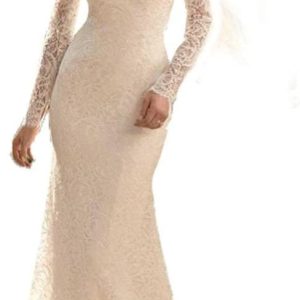 Robe de mariée ajustée et évasée avec broderies et col V