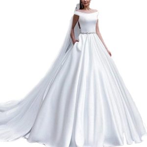 Robe De Mariée Manches Courtes Bouffantes Et Dentelle Florale