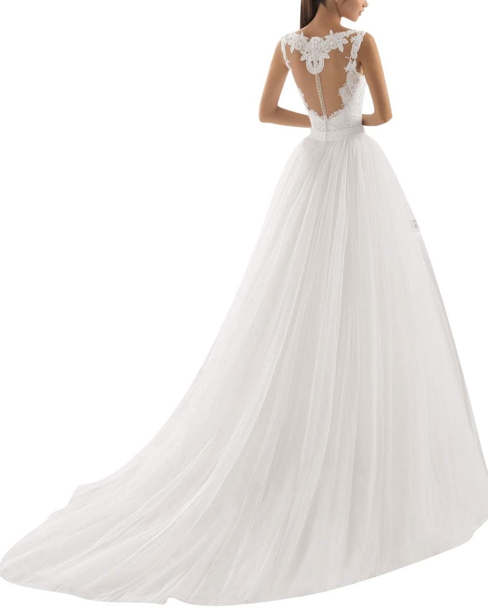 Robe de mariée sirène en tulle et dentelle à cœur ouvert – Image 4