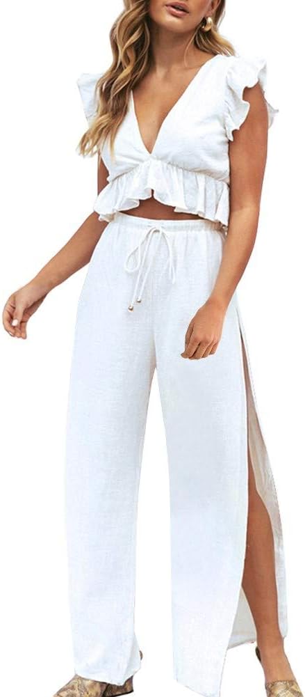 Jumpsuit Été femme, 2 pièces à col V profond