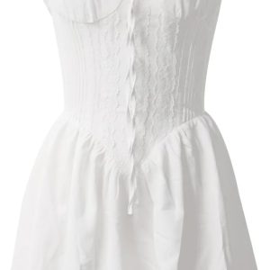 Robe Blanche Courte A Volant