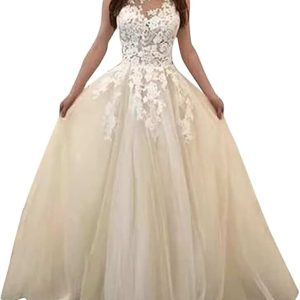 Robe de mariée princesse col en V et manches longues dentelle florale