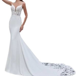 Robe De Mariée Sirène Col Haut Sexy Blanche