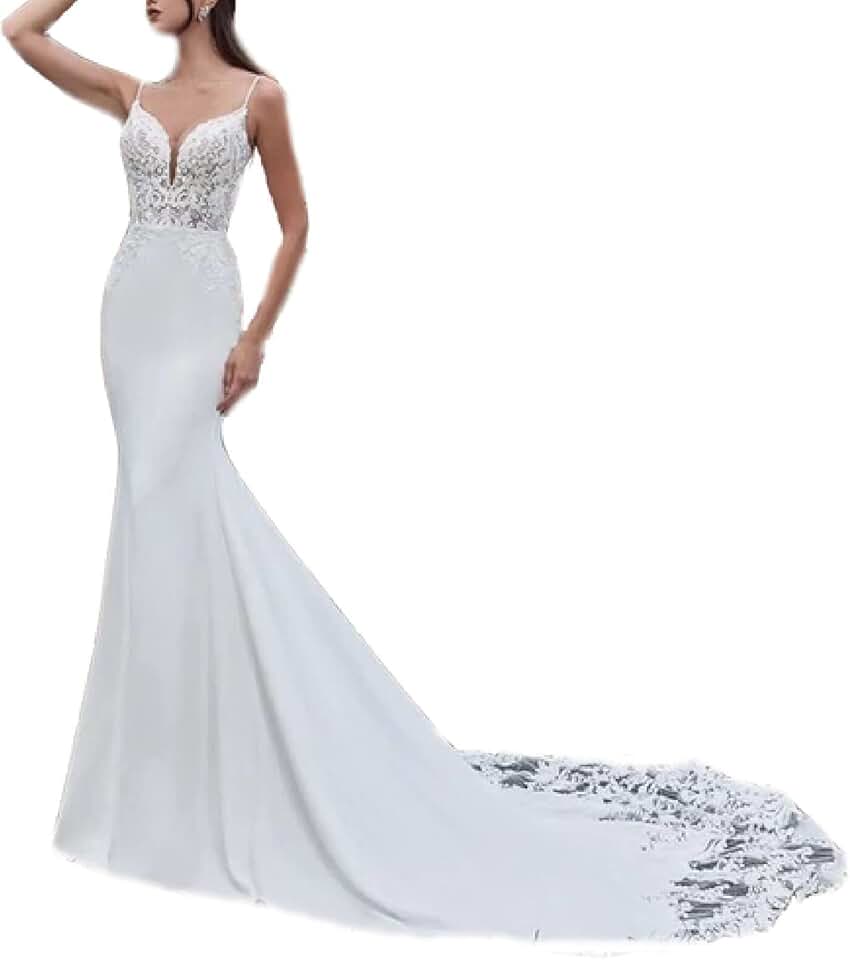 Robe De Mariée Sirène Col Haut Sexy Blanche