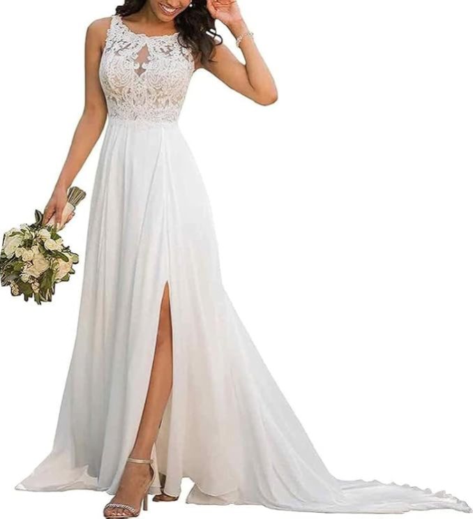 Robe De Mariée Droite Blanche – Image 2