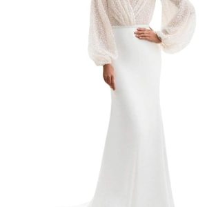 Robe De Mariée Sirène Dentelle Florale Blanche