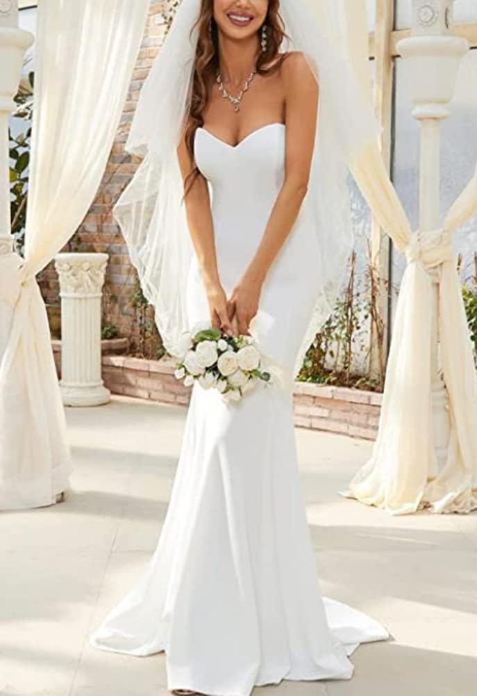 Robe De Mariée Sirène Dos Nu Sexy Blanche – Image 4