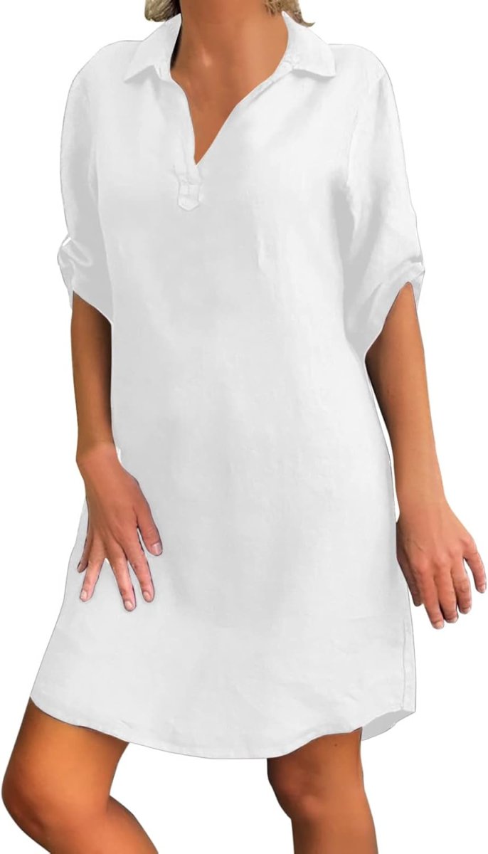 Robe Courte Blanche Manche Longue – Image 2