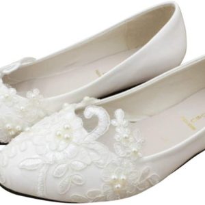 Chaussures De Mariée Blanche En Dentelle