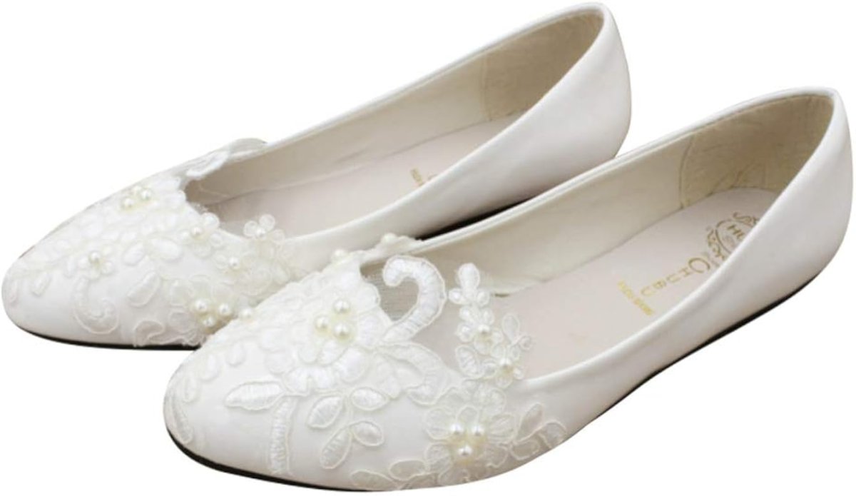 Chaussures De Mariée Blanche En Dentelle – Image 2