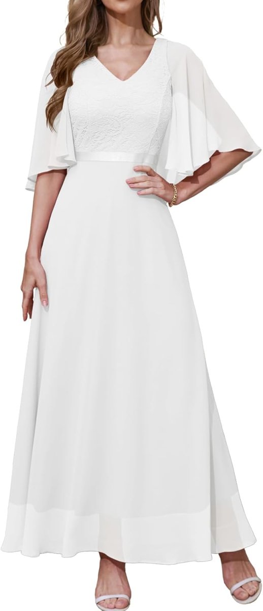 Robe de mariée A plissée simple et dentelle fine – Image 2