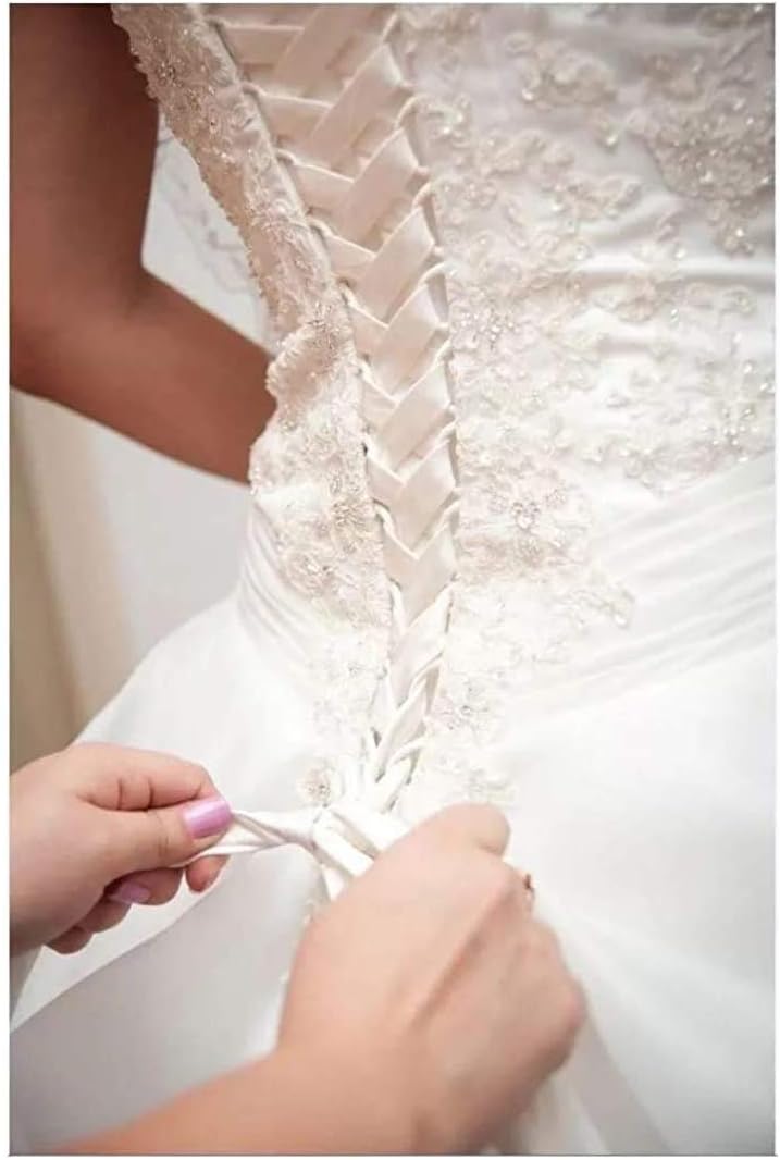 Robe De Mariée Epaule Dénudée Blanche – Image 6