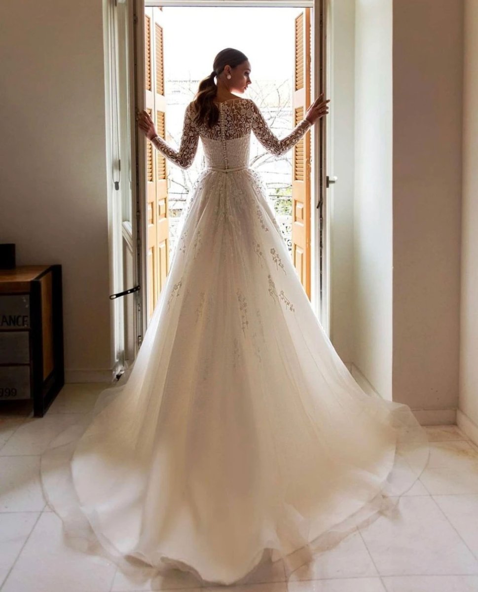 Robe De Mariée Vintage Romantique Blanche – Image 3