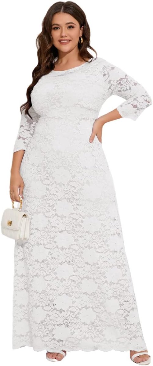 Robe De Mariée Dentelle Florale Grande Taille – Image 5