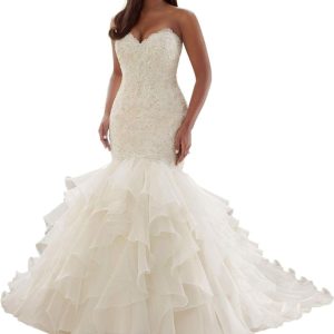 Robe De Mariée Sirène A Manches Longues Blanche