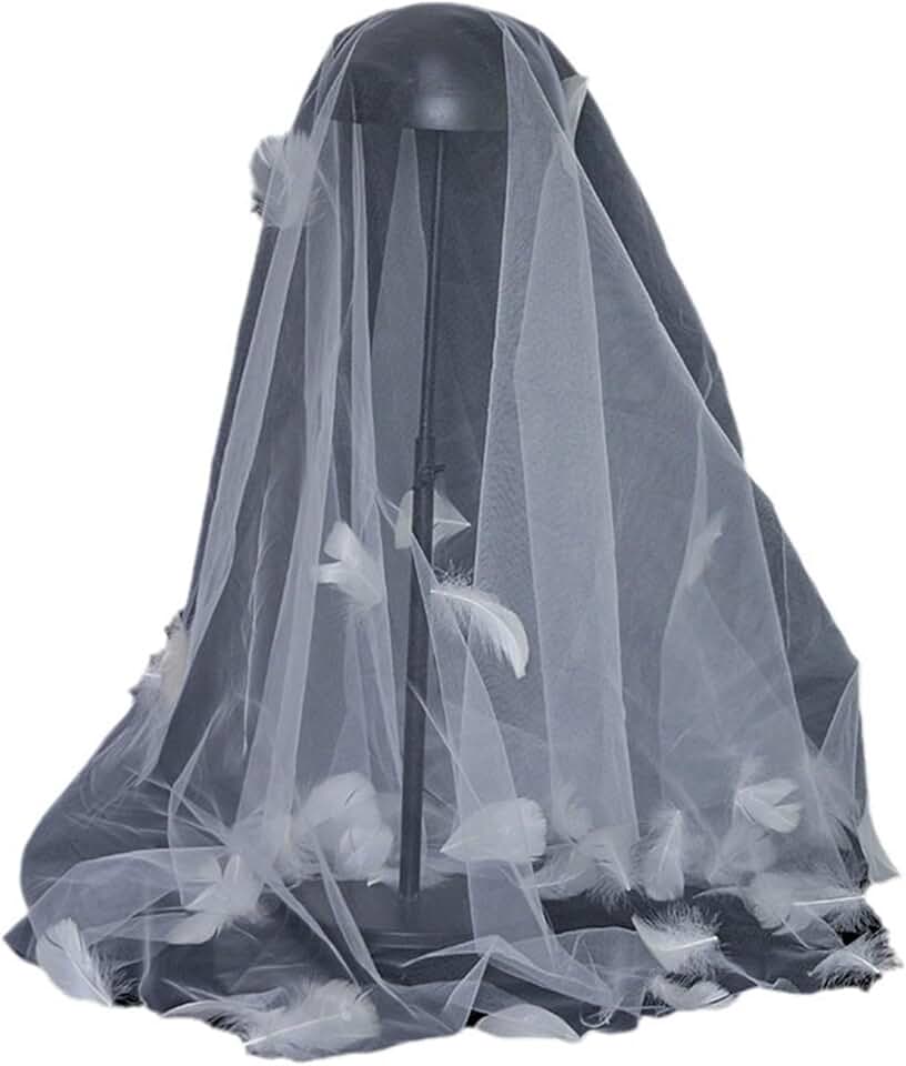 Voile de Mariée Long à Plumes – Image 2