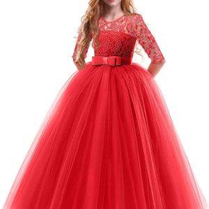 Robe de bal princesse avec dentelle florale et paillettes