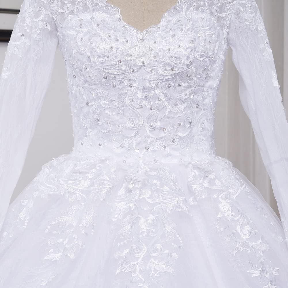 Robe De Mariée Hiver Manches Longues Blanche – Image 6