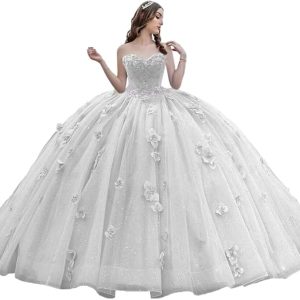 Robe De Mariée Princesse Scintillante Appliques Florales
