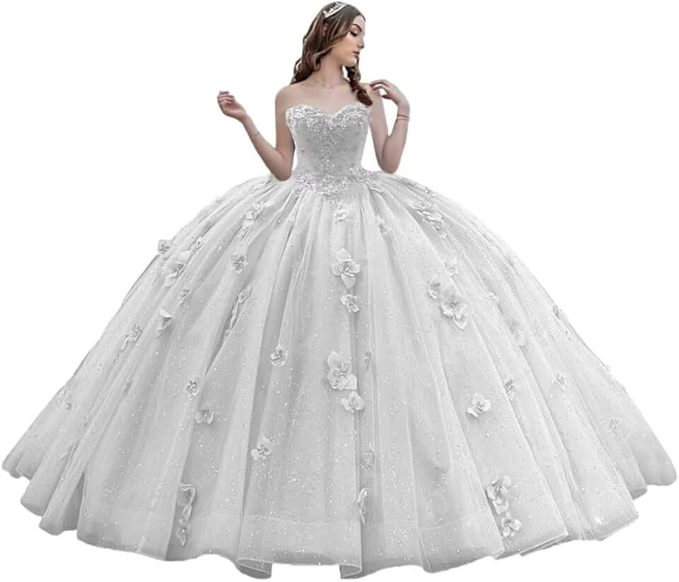 Robe De Mariée Princesse Scintillante Appliques Florales